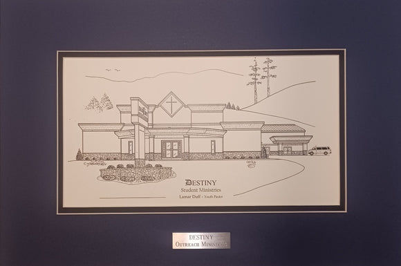 DOM Destiny Outreach Ministries pen & ink print - (c)2023 Robert Duff, Sr.  - duffcreations.com