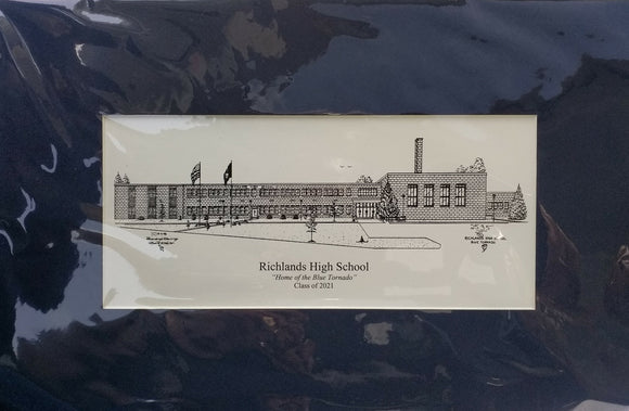 Richlands High School personalized pen & ink print (c) 2022 Robert Duff, Sr. - duffcreations.com