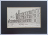 List of High School Prints - Class Reunion Gifts - matted pen & ink prints - Choose from 2 sizes - Standard (no year)