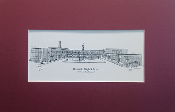 Bluefield High School (with flag) (c) 2023 Robert Duff Sr - duffcreations.com