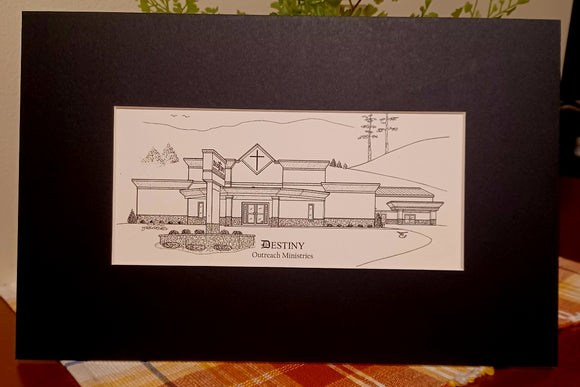 Destiny Outreach Ministries DOM (Springville VA) pen and ink print (c)2023 Robert Duff Sr - duffcreations.com