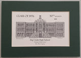 BCHS - Big Creek High School  
Size: 5"x7" matted print 1.5 
Personalized with Class of 1976


(c) 2026 Robert Duff Sr.