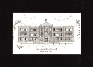 Big Creek High matted pen & ink print (c)2022 Robert E. Duff, Sr. - duffcreations.com