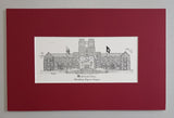 Burruss Hall Blacksburg Campus Pen & Ink Print - Choose from (3) Sizes