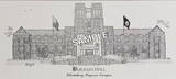 Burruss Hall Blacksburg Campus Pen & Ink Print - Choose from (3) Sizes