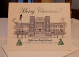 Jefferson High School (former) Roanoke Va -  Christmas Cards (Green Design) & Envelopes (c) 2023 Robert Duff Sr  - duffcreations.com 
