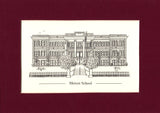 Mercer Elementary School  Mercer School matted pen & ink print (c)2022 Robert E. Duff, Sr. - duffcreations.com