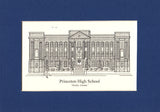 Princeton High (Straley) matted pen & ink print (c)2022 Robert E. Duff, Sr. - duffcreations.com