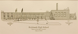 Architectural drawing of Richlands High School with text 'Home of the Blue Tornado' and 'Class of 2023'. (c)2023 Robert Duff Sr.
