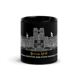 Black Glossy Mug (c) Robert Duff Sr. duffcreations.com - Burruss Hall - VIRGINIA POLYTECHNIC INSTITUTE AND STATE UNIVERSITY BLACKSBURG, VA