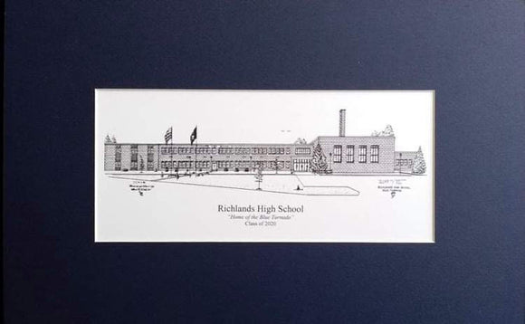 Richlands High School - personalized matted or framed print - Choose from 3 Sizes