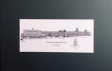 List of High School Prints - Class Reunion Gifts - matted pen & ink prints - Choose from 2 sizes - Standard (no year)