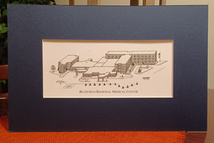BRMC (former) Bluefield Regional Medical Center pen and Ink print - (C) 2023 Robert Duff Sr. - duffcreations.com