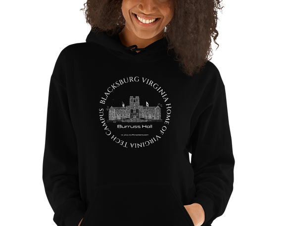 Blacksburg Virginia - Burruss Hall - Home of Virginia Tech Campus - circle design (c) 2021 Robert Duff Sr.
