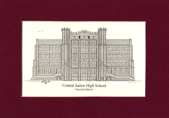 Central Junior High School pen and Ink print - Choose from (3) Sizes