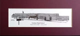 Graham High School Personalized Pen & Ink - matted prints - choose from 2 Sizes and Year