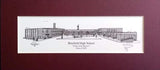 List of Matted Pen & ink School  Prints - Standard - Choose a School and Size - 4"x 9" or 9"x 14"