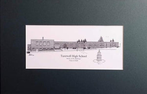 List of Matted Pen & ink School  Prints - Standard - Choose a School and Size - 4"x 9" or 9"x 14"